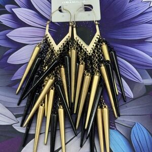 Elegant Gold and Black Dangle Earrings